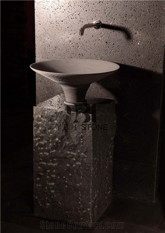 China Gray Granite Column Basin,Bathroom/Farm Sink