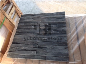 P018black Slate Stacked Stones,Wall Cladding/Tiles