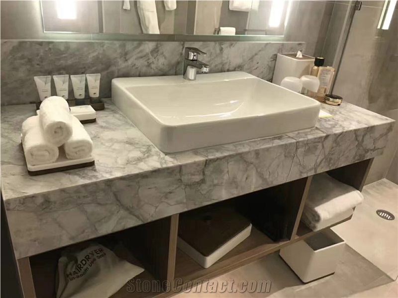 Silver Statuario Armani Marble Bath Vanity Tops