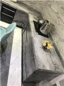 Silver Statuario Armani Marble Kitchen Countertops
