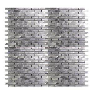 Metal Aluminum Alloy Silver Linear Mosaic Tile