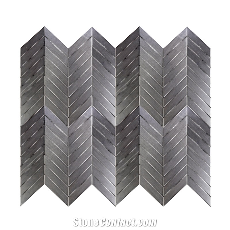 Metal Stainless Steel Mix Chevron Mosaic Tile