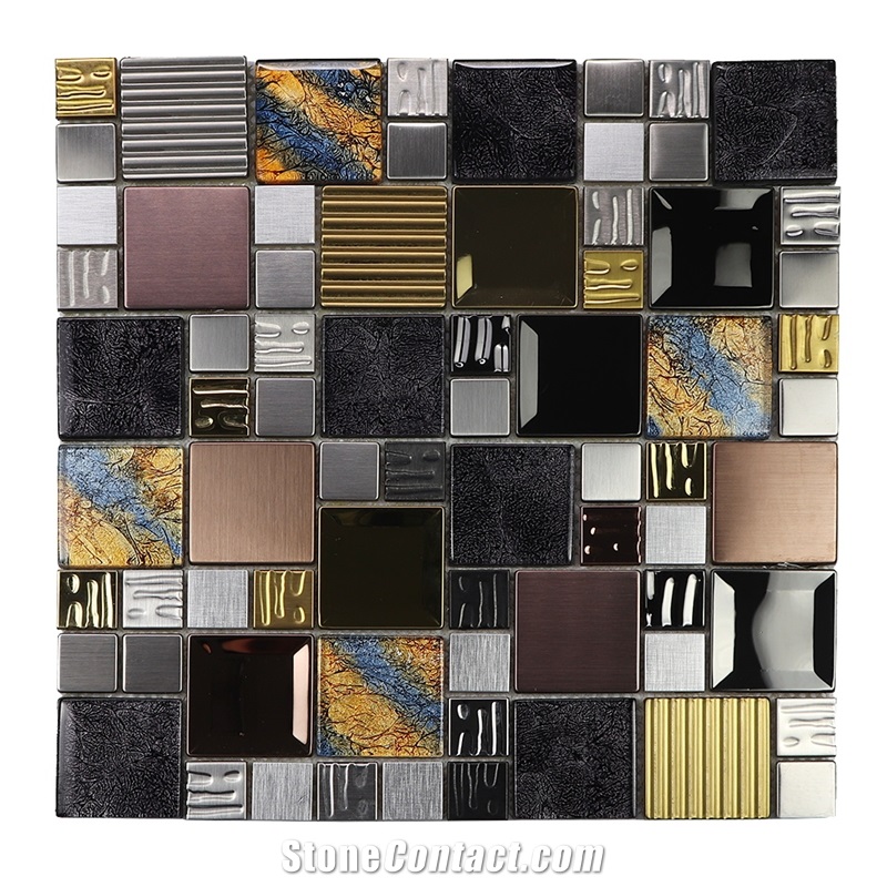 Mix Gold Metal Stainless Steel Mosaic