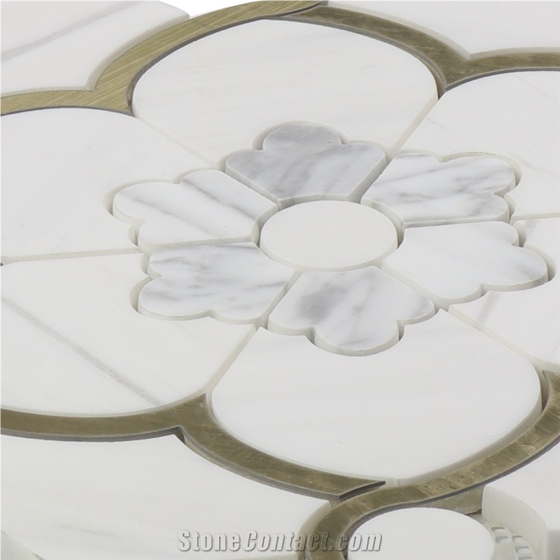 Water-Jet Flower Marble Mosaic for Kitchen