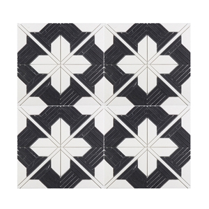 White Black Thassos Waterjet Flower Mosaic
