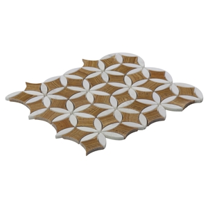 Yellow Wooden Flower Mosaic