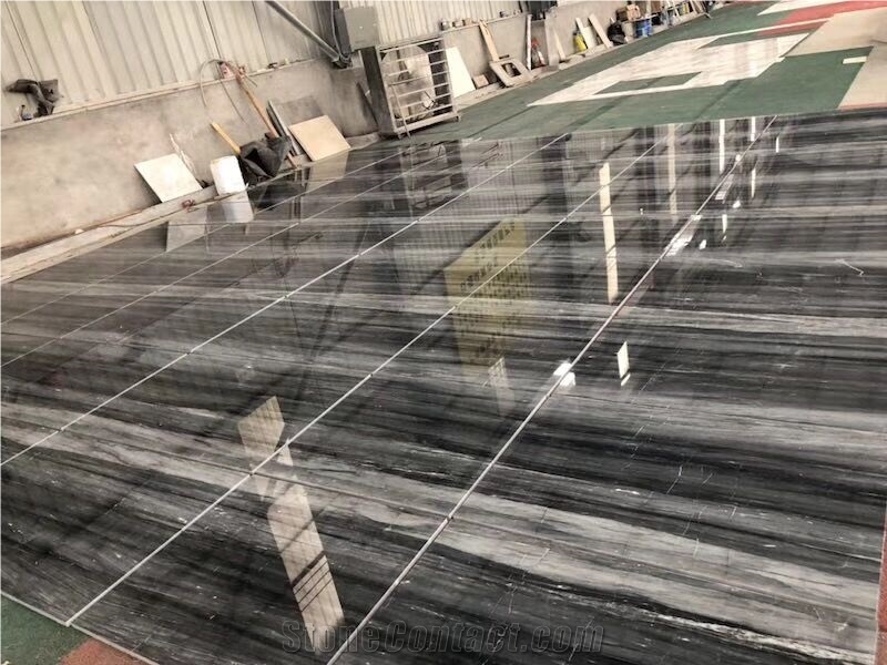 China Wooden Black Marble Slabs