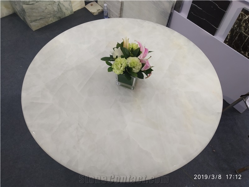 Italy Ice Jade White Marble Table Top for Hotel