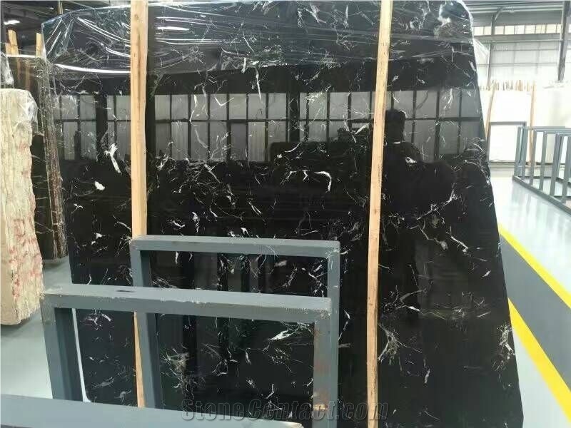A Grade Black Ice Fower Marble with White Vein