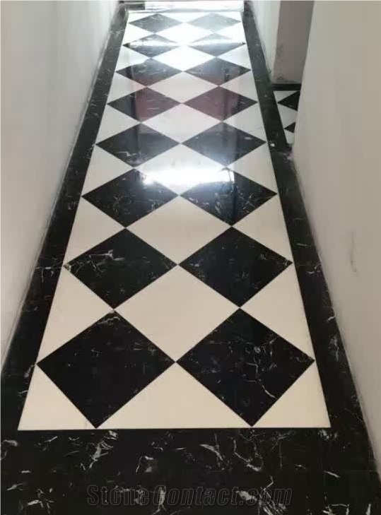 Polished Black Ice Marble Flooring Tiles