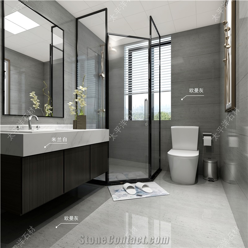 Silver Oman Grey Marble Tiles Project Interior Wall Cladding Bathroom Tiles