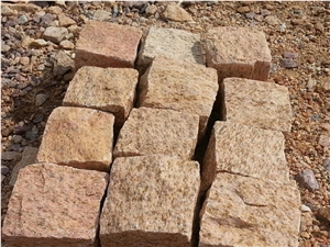 Yellow Granite Cube Stones, Indian Yellow Cobbles