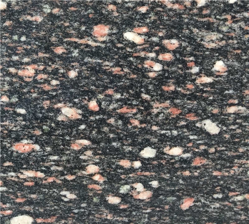 Black Night Granite with Red Stars Slabs Tiles