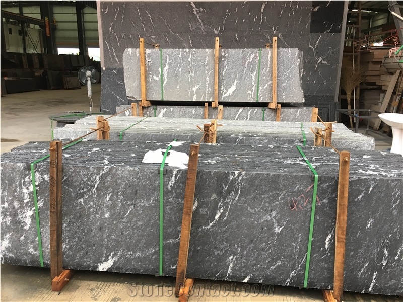 Black Snowflake Granite Slabs Wall Flooring Tiles