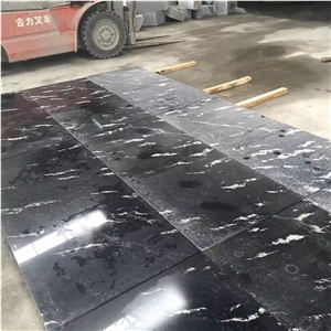 Cloud Black Granite with White Veins Slabs Tiles