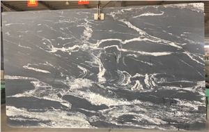 Mist Black Via Lactea Granite Slabs Flooring Tiles