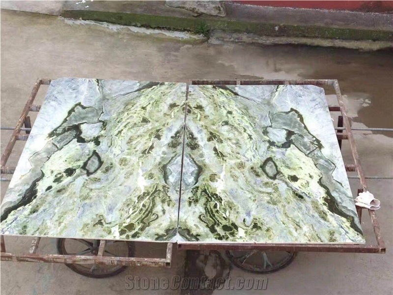 Peacock Green Marble Slabs Walling Flooring Tiles