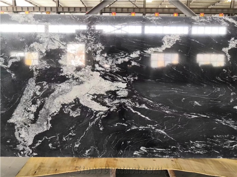 River Black Granite with White Veins Slabs Tiles from China ...