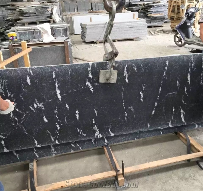 Snow Leopard Black Granite Slabs Flooring Tiles