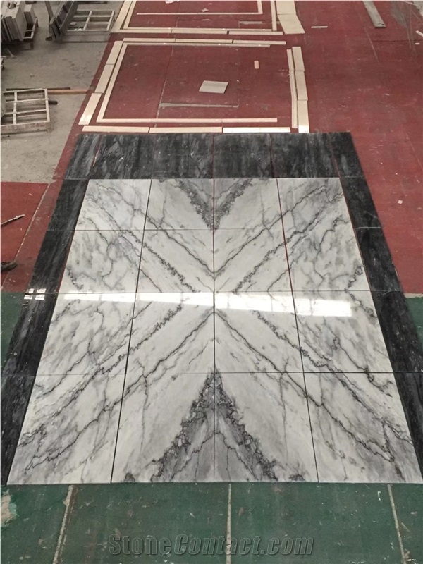 White Grey Marble with Black Veins Slabs Tiles