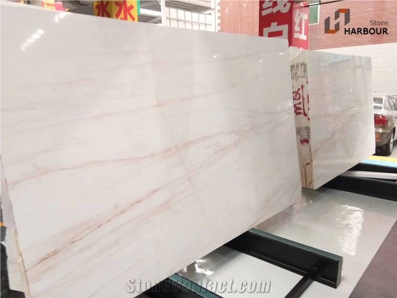 Thassos Red Lines Marble Slab