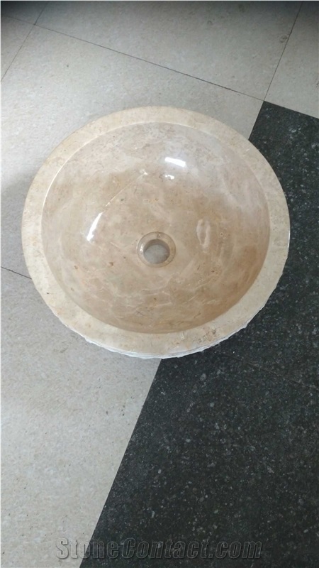 Marble Stone Sinks,Wash Basin, Wastafel Cream Marble Stone