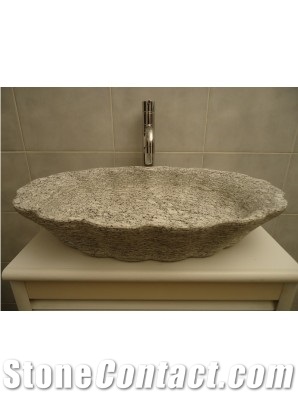 Conchiglia Wash Basin in Serizzo Antigorio Honed Diamante