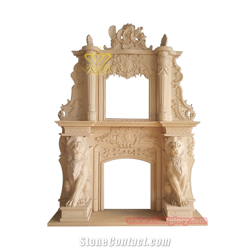 Double Marble Statue Fireplace