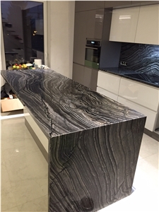 Black Wooden Marble Kitchen Countertop
