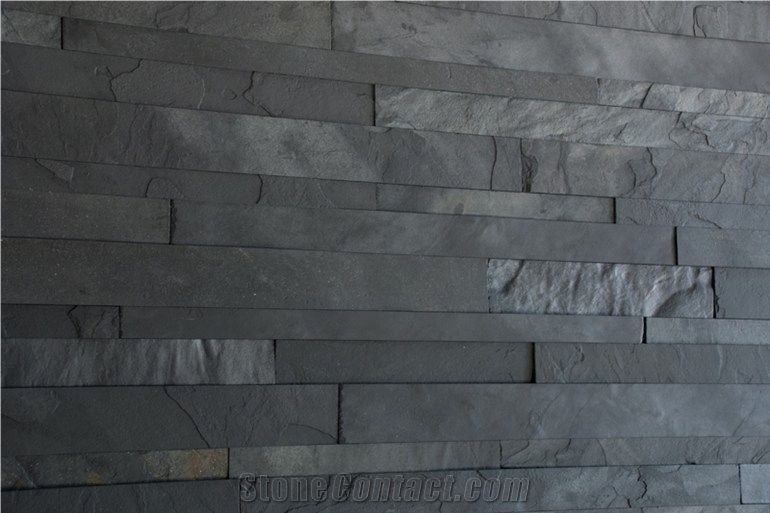 Silver Slate Stacked Wall Panels