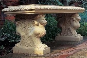 Jodhpur Pink Sandstone Garden Bench and Table