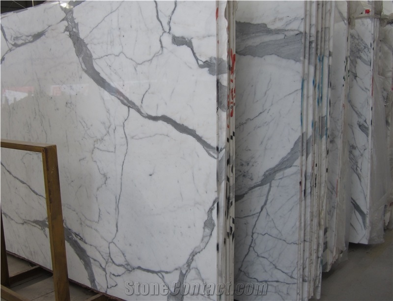 Italy White Statuario Venato Marble Slab, Statuario Carrara