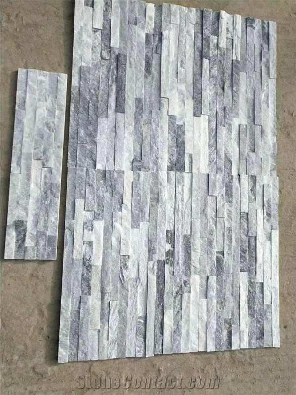White and Grey Ashlar Natural Veneer Panel