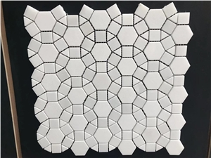 White Stone Mosaic for Water Jet Tile