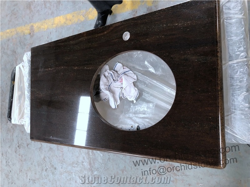 Quicksand Brown Granite Bathroom Vanity Tops