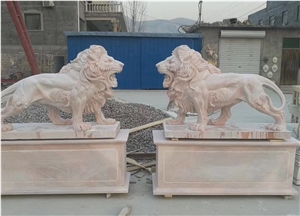 Beige Limestone Animal Sculptures