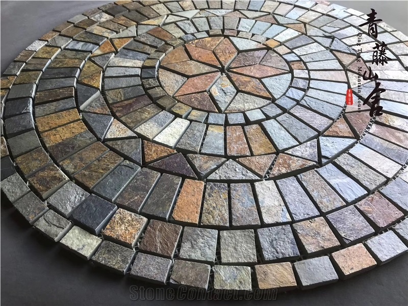 Slate Paving Rusty Slate Round Pattern Floor Tile