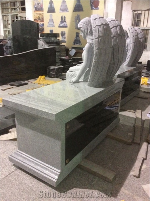 China Grey Granite Sitting Angel Bench Monuments