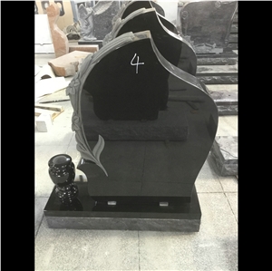 Tear Drop Shape Carved Lily Headstone