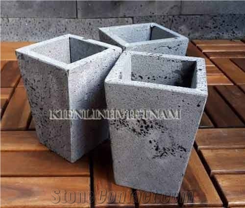 Exterior Basalt Stone Flower Pots - Volcanic Pots