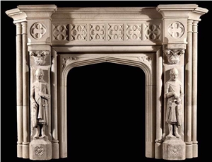 White Marble Fireplace with Bronze Sculpture