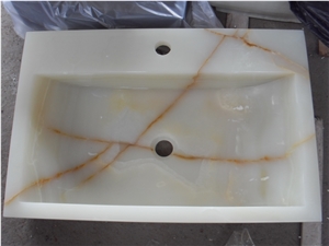 White Onyx Wash Basins, Stone Bathroom Sinks