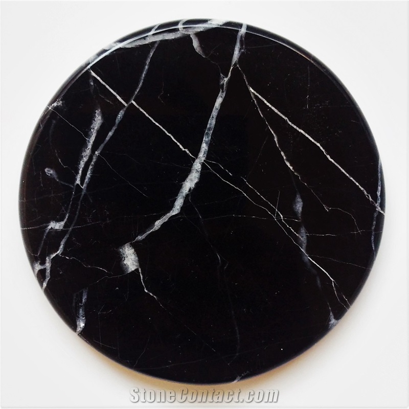 Black and White Marble Round Tea Cup Coasters