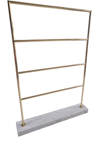 Brass Jewelry Holder with White Marble Stand