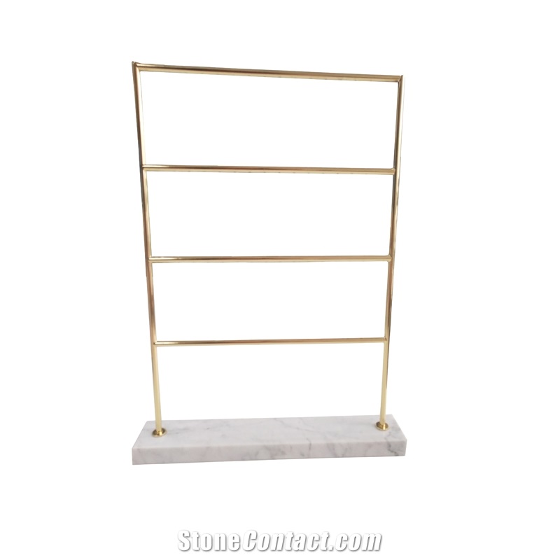Brass Jewelry Stand with White Marble Base