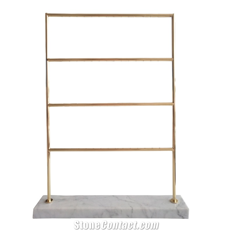 Brass Jewelry Stand with White Marble Base