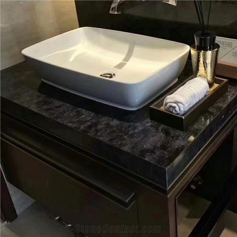 Brazil Black Granite Vanity Top Double Sinks