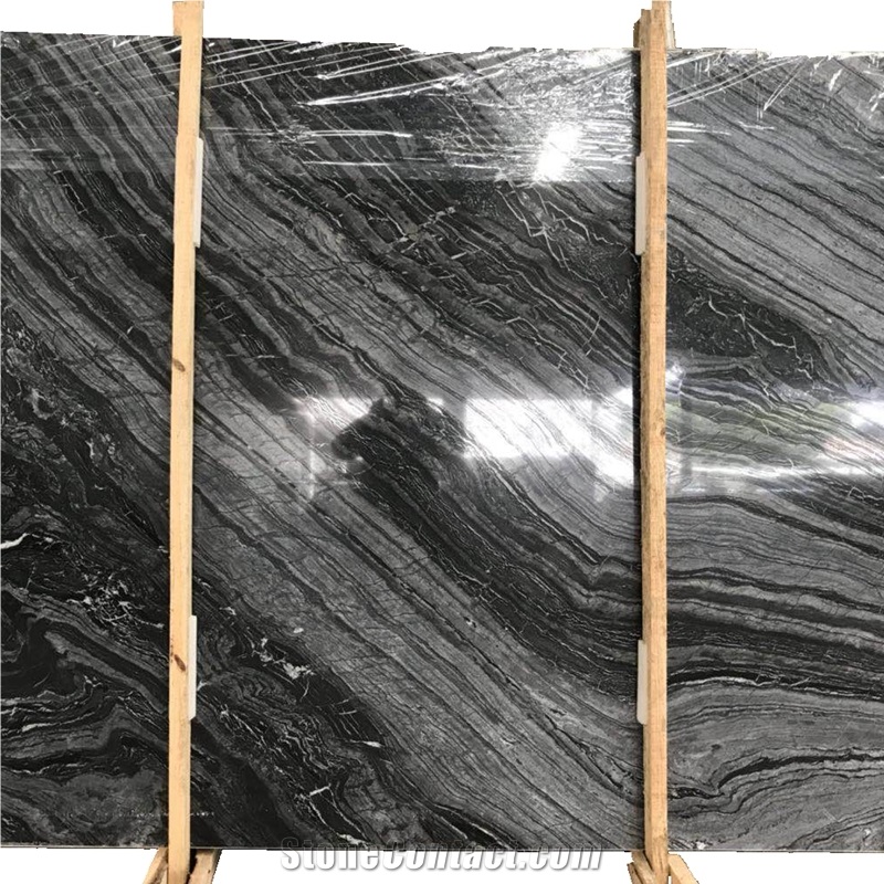 China Ancient Wooden Black Marble Slabs Price