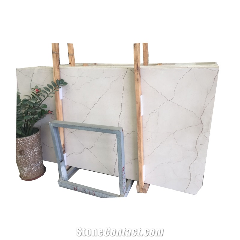 China Popular White Marble Slabs with Brown Veins