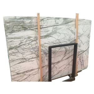 Clivia White Marble Tiles Slabs with Green Vein